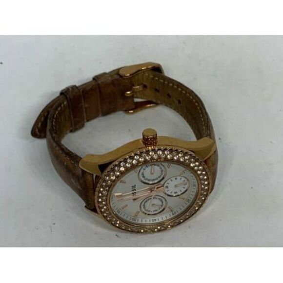 Fossil ES3104 Stella Women's Tan Leather Analog White Dial Quartz Watch Aa148 - Picture 7 of 9